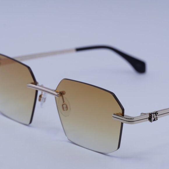 Palm Angels PERI10G QUARTZ 7622 Sunglasses Gold Geometric Frame, Orange Lenses - Picture 4 of 10